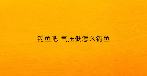 钓鱼吧气压低怎么钓鱼(气压低怎么选择钓位)